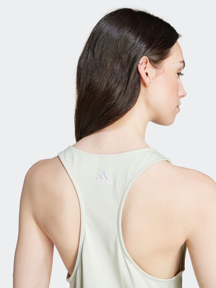 adidas Light Green Sportswear Essentials Loose Logo 100% Cotton Tank Top - Image 7 of 10