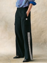 adidas Originals Black adidas Originals 3 Stripe Wide Leg Trousers - Image 1 of 6