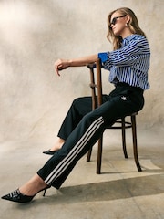 adidas Originals Black adidas Originals 3 Stripe Wide Leg Trousers - Image 2 of 6