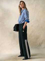 adidas Originals Black adidas Originals 3 Stripe Wide Leg Trousers - Image 3 of 6