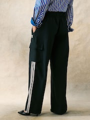 adidas Originals Black adidas Originals 3 Stripe Wide Leg Trousers - Image 4 of 6