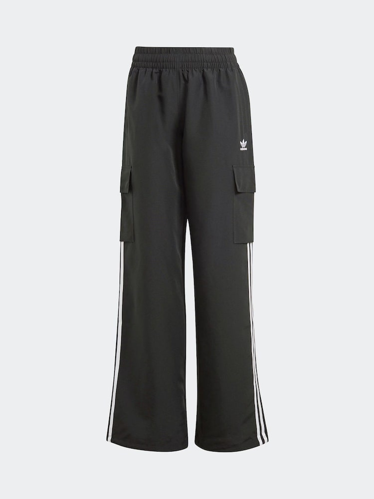 adidas Originals Black adidas Originals 3 Stripe Wide Leg Trousers - Image 6 of 6