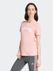 Rosa claro - Camiseta deportiva básica de algodón 100 % y corte ajustado con logo de adidas - Imagen 1 de 8