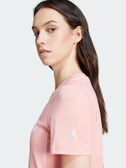 Rosa claro - Camiseta deportiva básica de algodón 100 % y corte ajustado con logo de adidas - Imagen 6 de 8