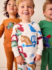 zelena/oranžna Transport - 3 Pack mehek in prijeten na dotik Pižame (9mths-8yrs) - Slika 2 iz 15