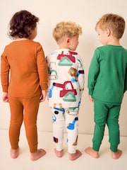 zelena/oranžna Transport - 3 Pack mehek in prijeten na dotik Pižame (9mths-8yrs) - Slika 6 iz 15