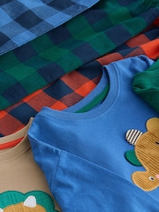 Green/Orange/Blue Dinosaur Check Woven Bottom Pyjamas 3 Pack (9mths-8yrs) - Image 12 of 13