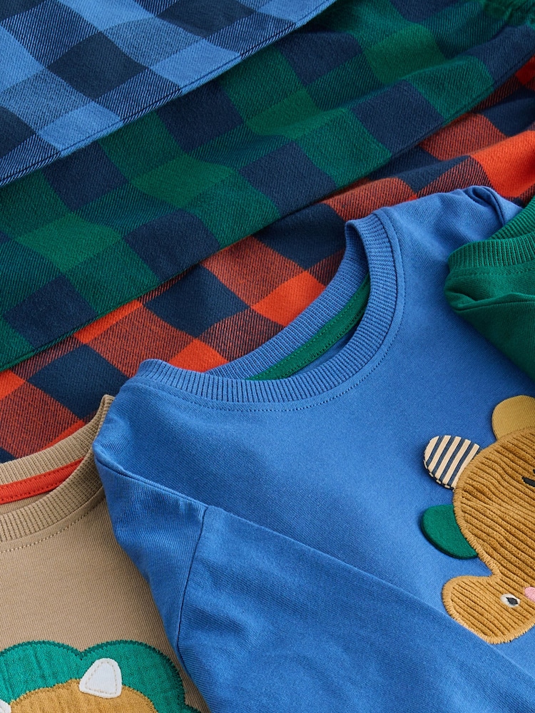 Green/Orange/Blue Dinosaur Check Woven Bottom Pyjamas 3 Pack (9mths-8yrs) - Image 12 of 13