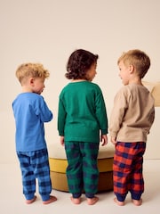 Green/Orange/Blue Dinosaur Check Woven Bottom Pyjamas 3 Pack (9mths-8yrs) - Image 3 of 13