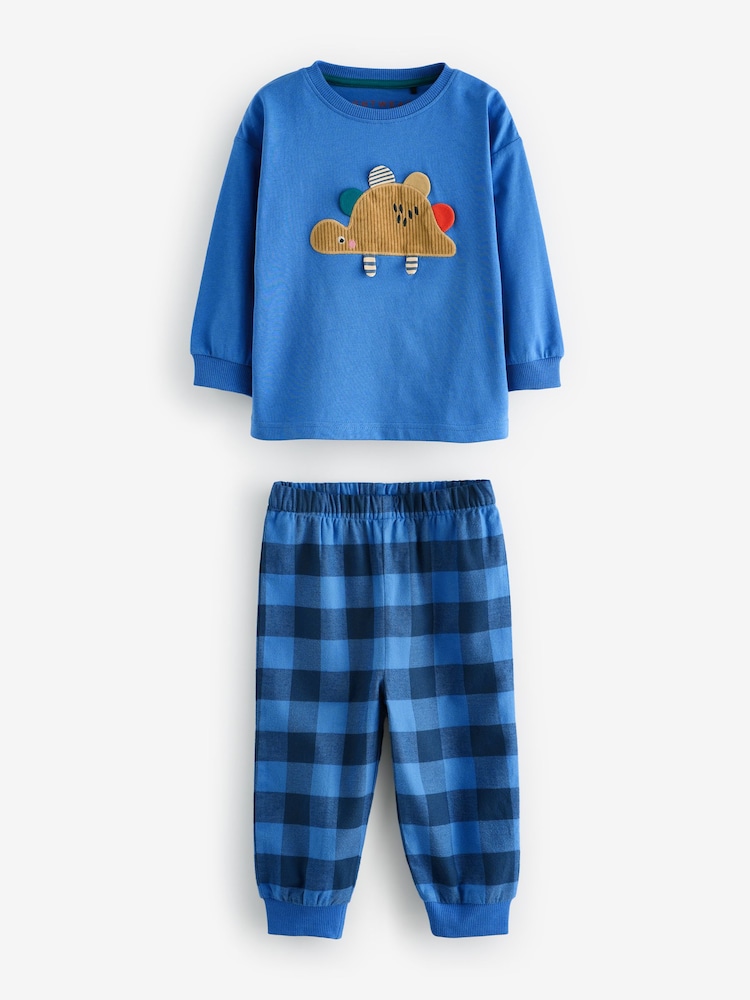 Green/Orange/Blue Dinosaur Check Woven Bottom Pyjamas 3 Pack (9mths-8yrs) - Image 8 of 13