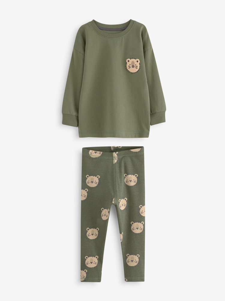Blue/Brown/Khaki Green Animal 3 Pack Snuggle Pyjamas (9mths-8yrs) - Image 6 of 9