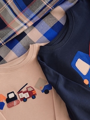 Blue/Neutral Transport Woven Bottom Check Pyjamas 2 Pack (9mths-8yrs) - Image 10 of 11