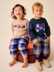Blue/Neutral Transport Woven Bottom Check Pyjamas 2 Pack (9mths-8yrs) - Image 2 of 11