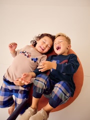 Blue/Neutral Transport Woven Bottom Check Pyjamas 2 Pack (9mths-8yrs) - Image 4 of 11