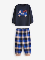 Blue/Neutral Transport Woven Bottom Check Pyjamas 2 Pack (9mths-8yrs) - Image 7 of 11