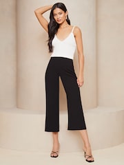 Lipsy Black High Waist Wide Leg Culotte Trousers - Image 1 of 4