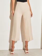 Lipsy Cream Woven Wide Leg Culotte Trousers - Image 1 of 4