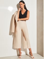 Lipsy Cream Woven Wide Leg Culotte Trousers - Image 2 of 4