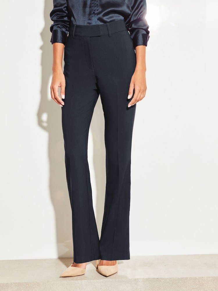 Lipsy Navy Blue Petite Smart Bootleg Kick Flare Trousers - Image 1 of 4