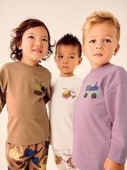 Rose/rouille/Cream Transport - Lot de 3 pyjamas oversize (9mois à10ans) - Image 3 de 16