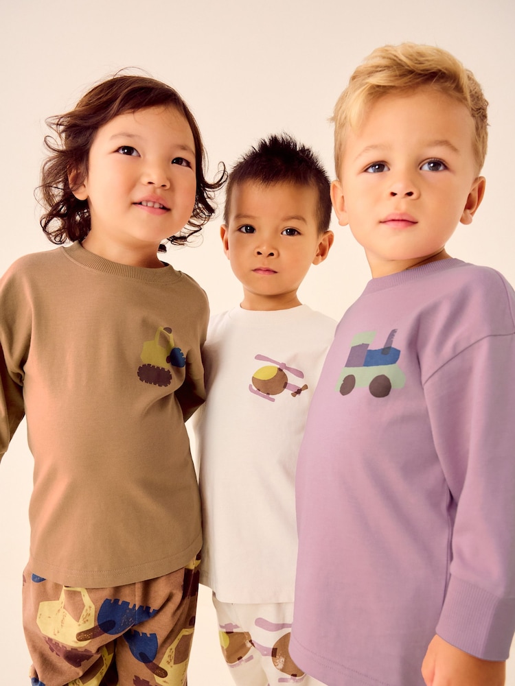 Rose/rouille/Cream Transport - Lot de 3 pyjamas oversize (9mois à10ans) - Image 3 of 16