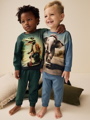 Grün/Blau mit Elefant/Krokodil - Kuschelige Pyjamas aus 100 % Baumwolle im 2er-Pack (9Monate -10Jahre) - Bild 1 von 8