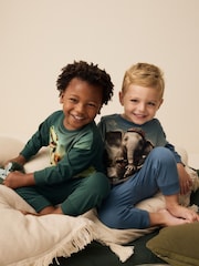 Grün/Blau mit Elefant/Krokodil - Kuschelige Pyjamas aus 100 % Baumwolle im 2er-Pack (9Monate -10Jahre) - Bild 2 von 8