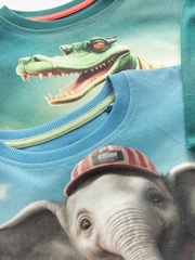 Grün/Blau mit Elefant/Krokodil - Kuschelige Pyjamas aus 100 % Baumwolle im 2er-Pack (9Monate -10Jahre) - Bild 7 von 8
