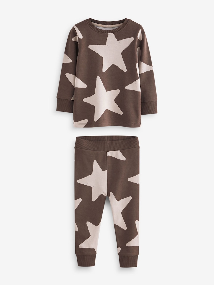Green/Ecru/Brown Stars 3 Pack Snuggle Pyjamas (9mths-10yrs) - Image 7 of 11
