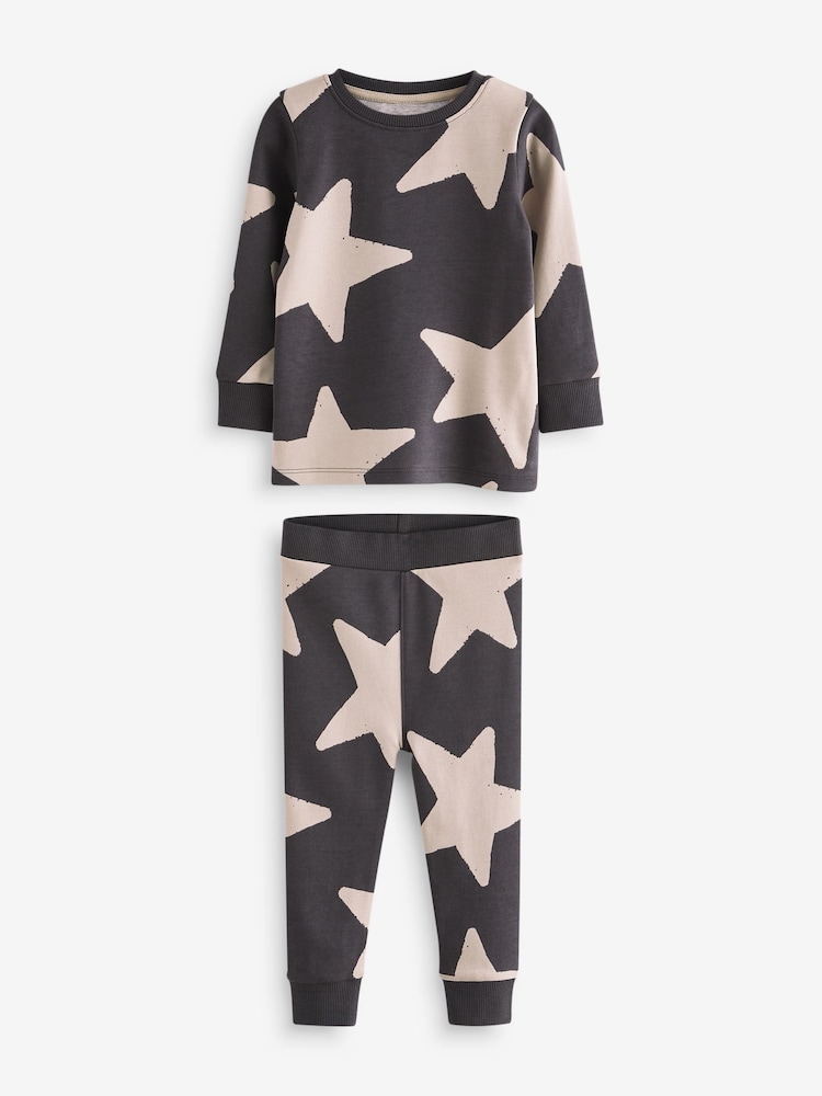 Green/Ecru/Brown Stars 3 Pack Snuggle Pyjamas (9mths-10yrs) - Image 9 of 11