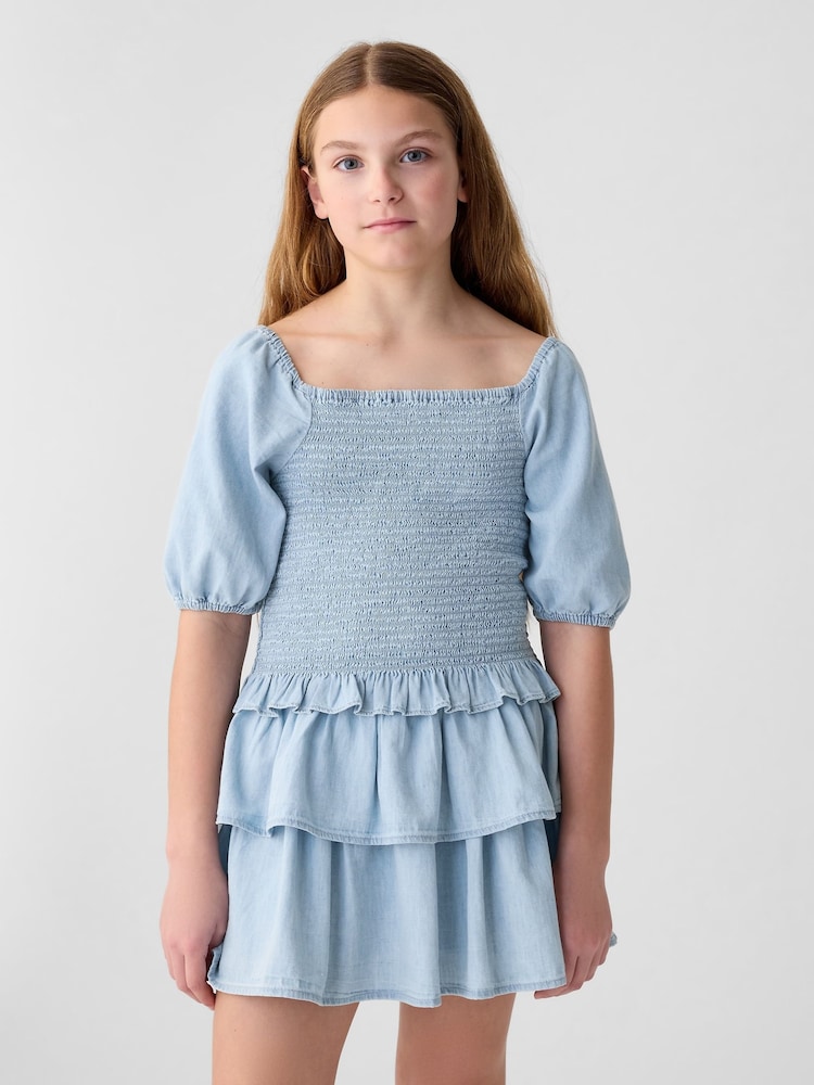 Gap Blue Smocked Denim Dress (4-13yrs) - Image 1 of 3 Gap Blue Smocked Denim Dress (4-13yrs) - Image 1 of 3