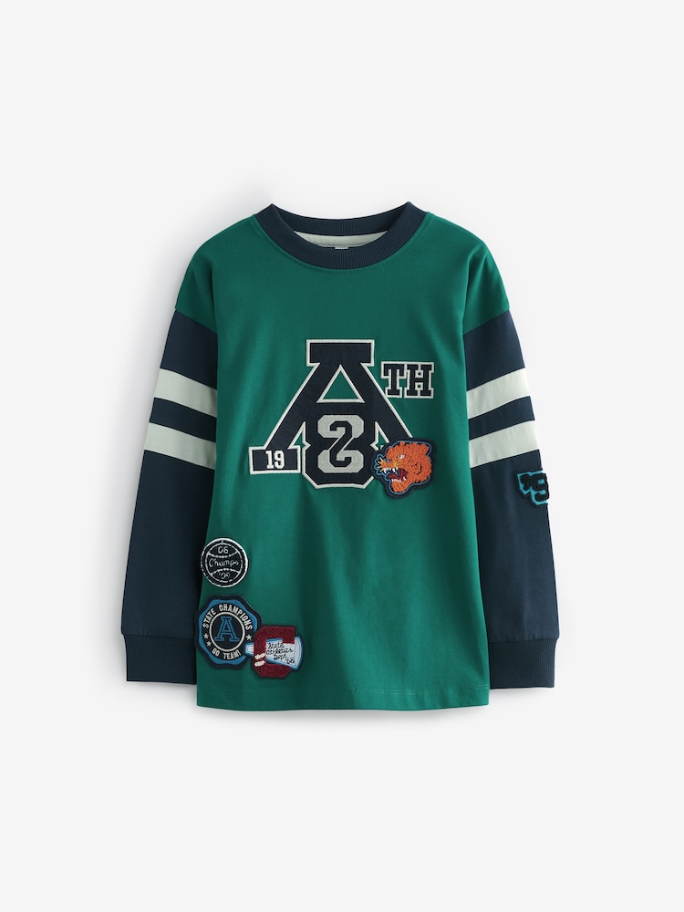 Bleu/Vert Varsity - Lot de 2 pyjamas à manches longues (3-16ans) - Image 6 of 11