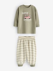 Neutral/Sage Green Transport 3 Pack Oversized Pyjamas (9mths-10yrs) - Image 2 of 6