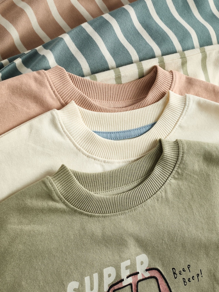 Neutral/Sage Green Transport 3 Pack Oversized Pyjamas (9mths-10yrs) - Image 5 of 6