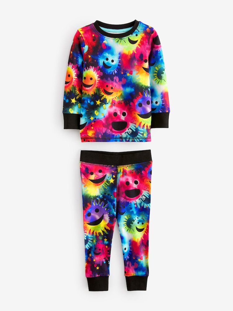 Multi Bright Smile Face Checkerboard 3 Pack Snuggle Pyjamas (9mths-8yrs) - Image 7 of 9