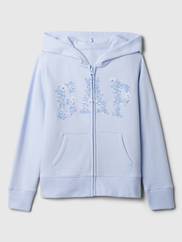 Gap Blue Logo Floral Print Zip Up Hoodie (4-13yrs) - Image 1 of 2 Gap Blue Logo Floral Print Zip Up Hoodie (4-13yrs) - Image 1 of 2