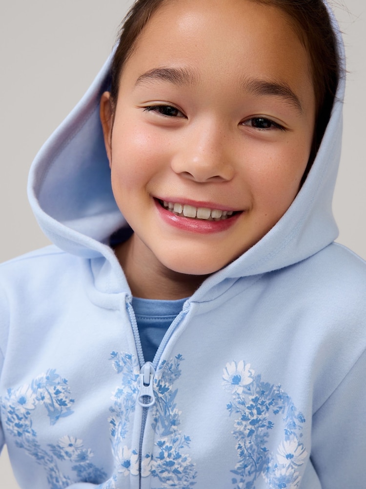 Gap Blue Logo Floral Print Zip Up Hoodie (4-13yrs) - Image 2 of 2 Gap Blue Logo Floral Print Zip Up Hoodie (4-13yrs) - Image 2 of 2
