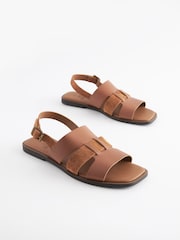 Tan Brown Standard/Wide Fit Forever Comfort® Leather Slingback Sandals - Image 1 of 5