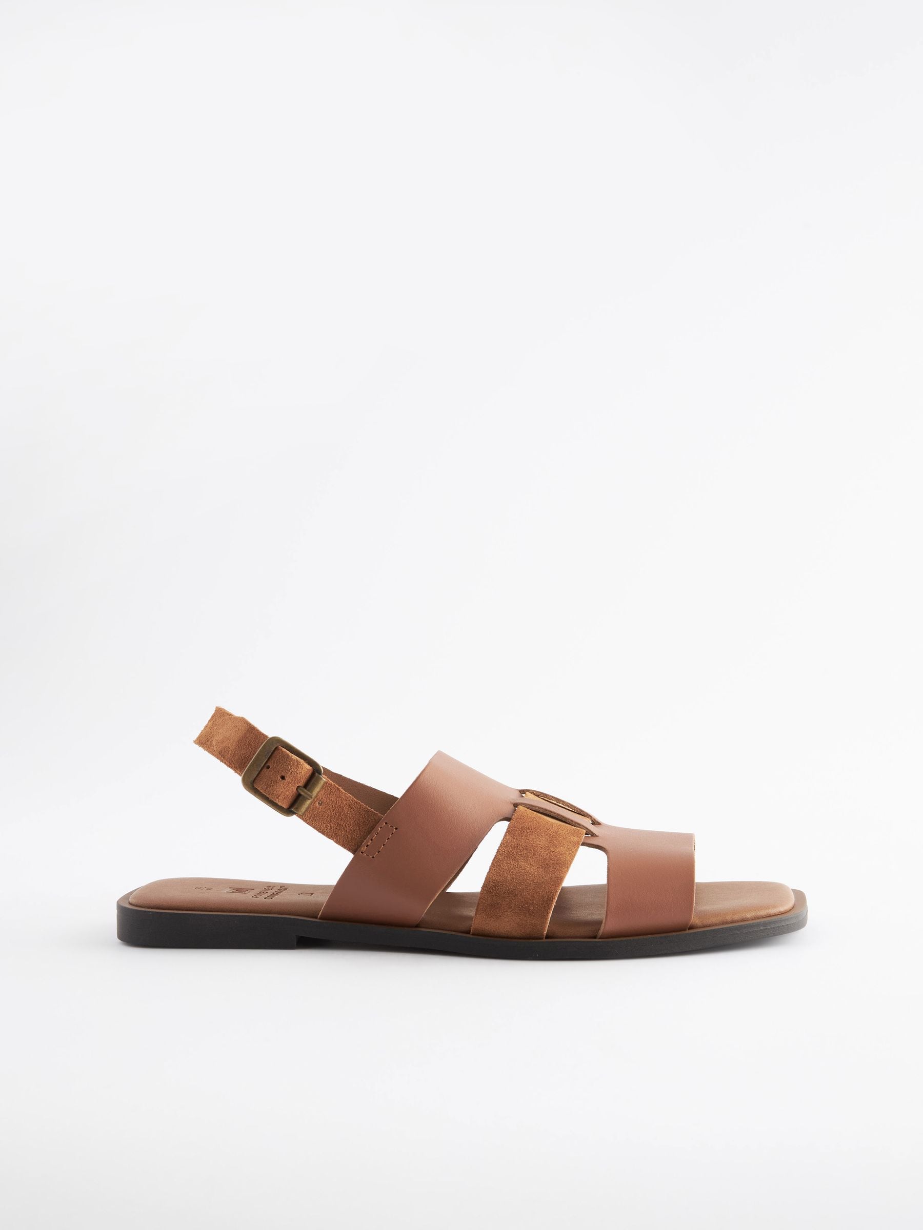 Tan Brown Standard Wide Fit Forever Comfort Leather Slingback Sandals