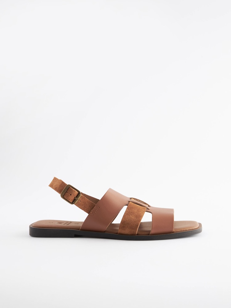 Tan Brown Standard/Wide Fit Forever Comfort® Leather Slingback Sandals - Image 2 of 5
