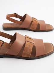 Tan Brown Standard/Wide Fit Forever Comfort® Leather Slingback Sandals - Image 5 of 5