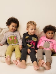 Pink/Green Dinosaur 3 Pack Snuggle 100% Cotton Pyjamas (9mths-8yrs) - Image 3 of 11