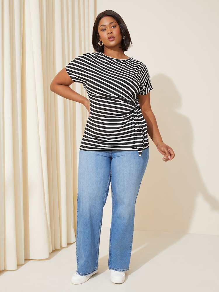 Curves Like These Stripe Soft Jersey Tie Side Tunic Top - Image 2 of 4 Curves Like These Stripe Soft Jersey Tie Side Tunic Top - Image 2 of 4
