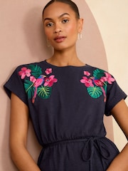 Love & Roses Navy Blue Crew Neck Jersey T-Shirt Mini Dress - Image 2 of 4