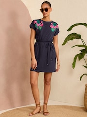 Love & Roses Navy Blue Crew Neck Jersey T-Shirt Mini Dress - Image 4 of 4