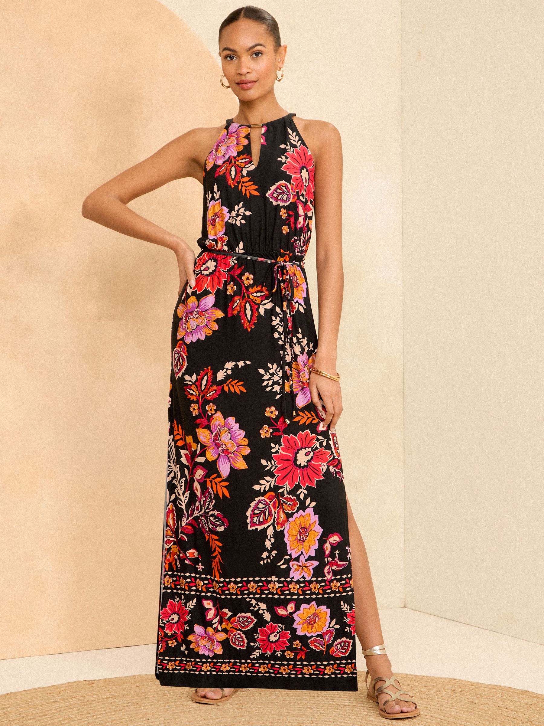 Buy Love Roses Black Floral Halter Neck Trim Detail Jersey Maxi Dress from Next Canada
