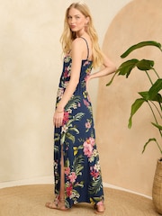 Love & Roses Blue Floral Cami Jersey Maxi Dress - Image 3 of 4