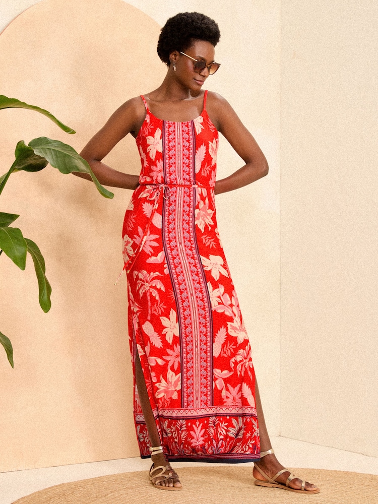 Love & Roses Red Floral Cami Jersey Maxi Dress - Image 1 of 4