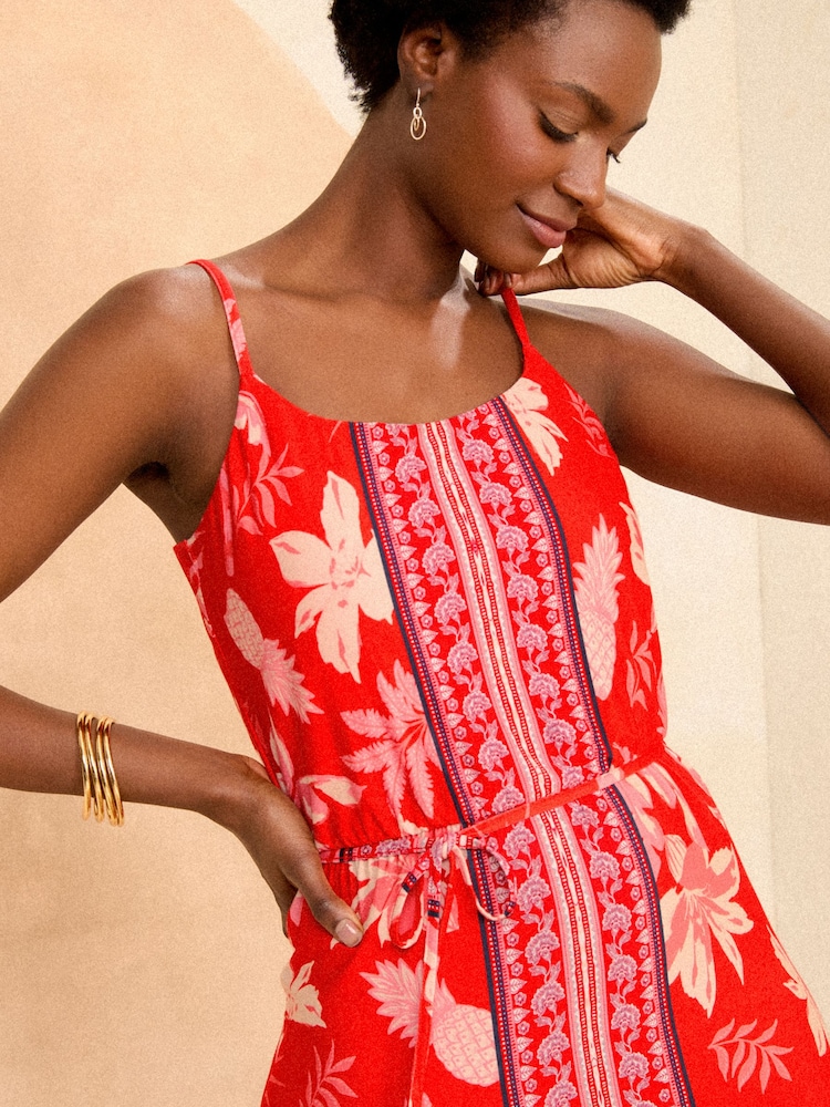 Love & Roses Red Floral Cami Jersey Maxi Dress - Image 2 of 4