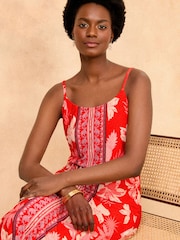 Love & Roses Red Floral Cami Jersey Maxi Dress - Image 4 of 4